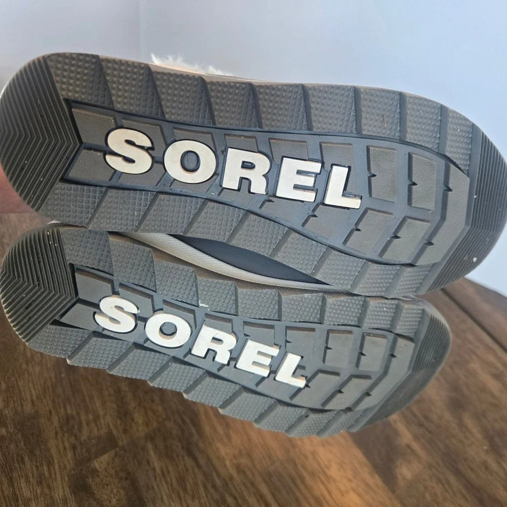 Sorel Whitney Kids Grey Suede Felt Waterproof Winter Boots‎ Pink Bungee Faux Fur